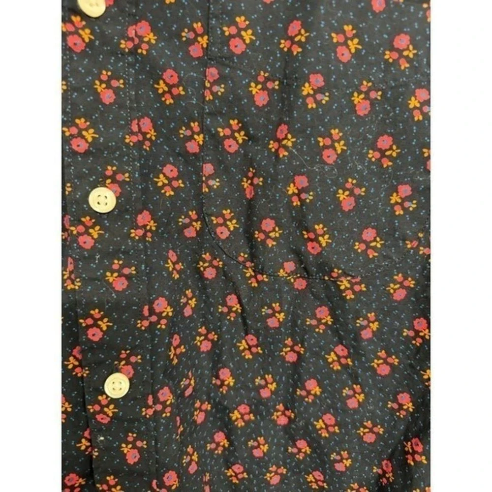 J.Crew Mens Navy Floral size small Secret Wash Slim Shirt 98% Organic Cotton